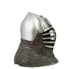 Crusader Knight Helmet Steel Great Helm Chainmail Aventail Medieval Armor Replic