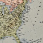 Antique 1951 Multicolor Map Of North America 14   x11   