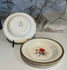  4  Triumph Bowl Set Limoges American Vermilion Rose W 22k Gold Rim