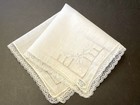 Vtg French Lace Hand Stitched Wedding Bridal Handkerchief Orig Label Stunning