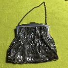 Vtg Whiting   Davis Silver Tone Mesh Evening Bag Purse Clutch W Rhinestone Clasp