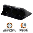 Glowshift Black Fiberglass Triple Dash Gauge Pod Fits 02-07 Subaru Wrx 60mm