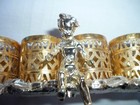 Vintage  Gold Tone 4 Lipstick Holder Filigree Ornate Cherub Vanity