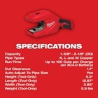 Milwaukee Tool 2479-20 M12 Brushless 1-1 4  - 2  Copper Tubing Cutter