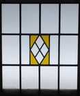 Simple Geometric Old Leaded Stained Glass Window Unframed W Hooks 18  X 21 1 2 