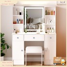 Large Makeup Vanity Table Set With Led Lighted Mirror   3 Drawers Dressing Table