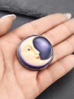 Sergio Bustamante Enamel Moonface Sterling Silver Brooch Pendant