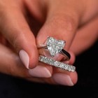 3 Ct Heart-cut Real Moissanite Wedding Bridal Ring Set 14k White Gold Plated