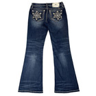 Miss Me Signature Boot Jeans Womens 28 Denim Bootcut Low Rise Thick Stitch