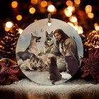 2024 Christmas Orrnament Jesus With German Shepherd Ceramic Ornament For Dog    