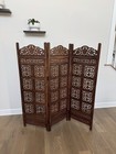 Antique Wooden Frame Folding 3-panel Room Divider For Home