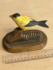 American Goldfinch Original Wood Carving Signed F m l  Folk Art    read