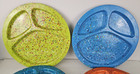 4 Zak  Designs Confetti Speckled 11  Dinner Plates Melamine Divided Blue Orange