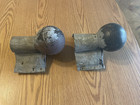 Set Of 2 Vintage  Galvanized Roof Ridge Ball End Cap Finial 3 1 2 Inch