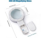 30x Handheld Magnifying Glass With 12 Led Lights For Low Vision   Reading  White