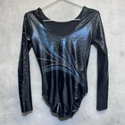 Ozone Gymnastics Leotard Size Al Competition Dance Black Blue Sequin Blink