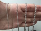 925 Solid Sterling Silver Diamond Cut Rope Chain Necklace    italian Made 1mm-5mm 