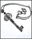 Silver Skull Skeleton Key Pendant Necklace Gothic Stampunk Punk Halloween