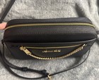Michael Kors Black Crossbody Bag With Gold Chain  Zip Closure  Adjustable Strap
