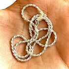 Italy Sterling Silver 925 Diamond Cut Rope Chain Necklace 2mm Free Shipping Gift
