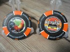 1 Genuine Harley Davidson Emblem Poker Chip - Key West Florida - Black   Orange