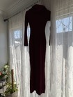 Maroon Long Sleeve Ribbed Knit Maxi Sweater Dress   Bodycon Cowl Neck M