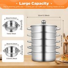5 Tier Stainless Steel Steamer Cooker Steam Pot Kitchen Food Cooking   Glass Lid