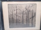 Vintage Charcoal Pencil Art Drawing Aftermath Burned Forest M c  Thyberg  52