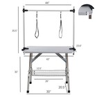 42  Folding Pet Grooming Table Stainless Steel With Arm   Clamps Silver-gray
