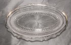 Vintage Clear Glass Oval Serving Bowl Starburst Pattern Faded Gold Trim