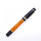 Delta Dv Original Fountain Pen Black Orange Resin Gold Trim Collectible