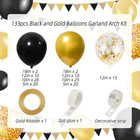 130 Pc Black And Gold Balloon Garland Arch Kit For Graduation  Birthday Decor
