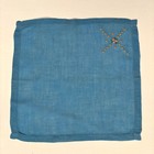 Embroidered Linen Something Blue Bridal Wedding Handkerchief Cottage Core Vtg