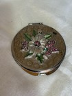 Vintage Enamel   Rhinestone Double Mirror Compact