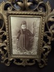 Antique Brass Frame Photo Baby Girl  118 2ar   Ornate Easel Style Bronze