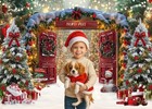 7x5ft Christmas Photography Backdrop Rustic Snowy Forest Barn Door North Pole   