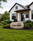 Custom Rock Address Sign  Personalized Metal House Number Plaque