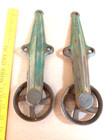 12  Antique 4    Wheels Primitive Cast Iron Barn Door Rollers Hangers Pair Set Usa
