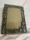 Pewter Baby Photo Frame Unisex Holds 5x7 Photo Says Baby On It Stars Teddy Bear