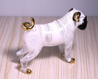 White Pug Dog Figurine Handmade Blown Glass Art Figurine 3 5  Decor - Gift