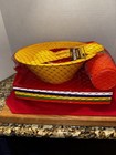 Vintage Fremware 21 Pc Plastic Picnic Dinnerware Set Service For 6 Nos