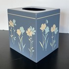 Vtg Andre Richard Tissue Box Cover Holder Kensington Blue Flowers Metal 80s 90s