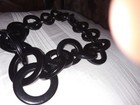 Vintage Antique Black Bakelite Lg Chains Statement Hand Made Necklace 18inc