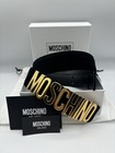 Moschino Black Velvet Classic Lettering Logo Plaque Belt Size 40 80 Us 6 Small