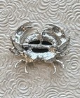 Crab Brooch Pin Silver Tone Metal