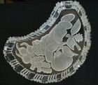 Lot 3 Vintage Intaglio Cut Glass Crescent Salad bone Dishes Vegetable Design