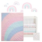 Lambs   Ivy Watercolor Pastel Pink mint Rainbow 5-piece Baby Crib Bedding Set