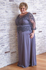 Plus Size Mother Of The Bride Dresses Illusion 3 4 Sleeve Wedding Evening Gown