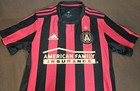 Atlanta United Fc Mls Adidas Jersey Red   Black Stripes Men s Small Pre Owned