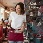 Waist Apron With 3 Pockets - Black Waitress Waiter Server Short Aprons